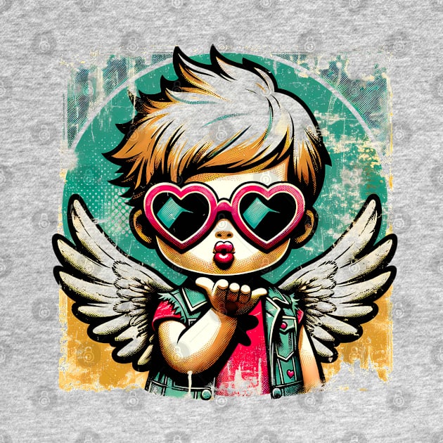 Grunge Love: Distressed Pop Art Cupid Valentine's T-Shirt by Klimek Prints